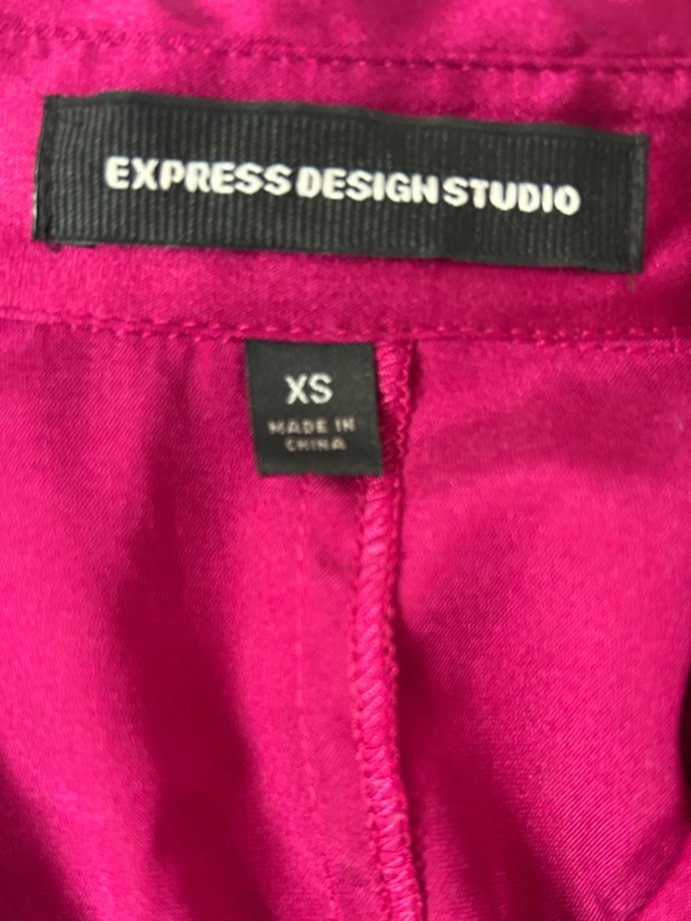 Express Magenta Silk Ruffle-Front Shift Dress - Picture 7 of 7